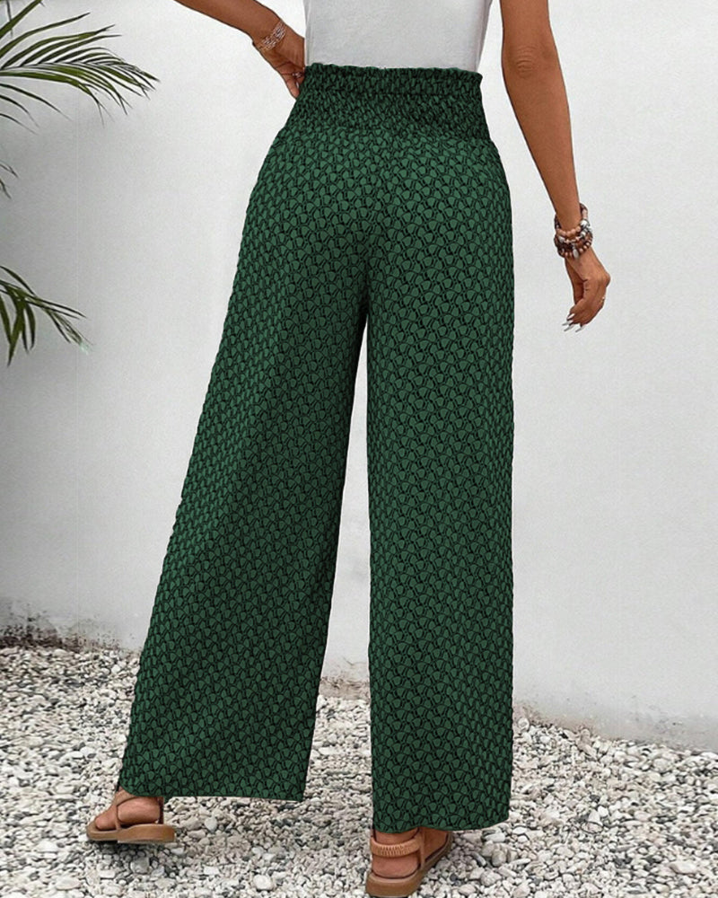 JOANNE | Stylische Hose mit Weitem Bein und Geometrischem Muster