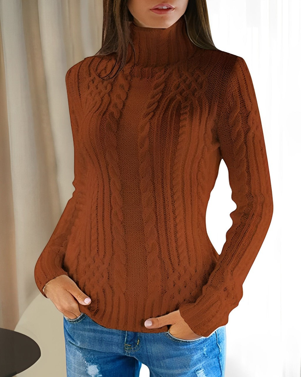 Geraldine - Eleganter Rollkragenpullover in schmaler Passform