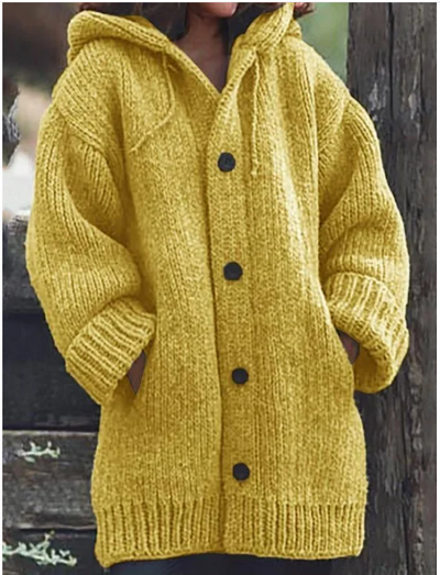 LUCINDA | Strickjacke mit Kapuze und Knöpfen für Damen