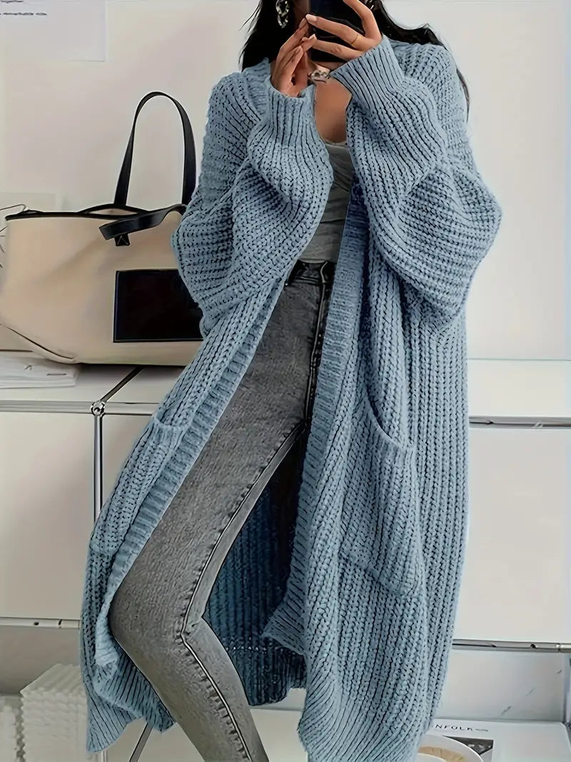 Noa - Langer gestrickter Winter-Cardigan