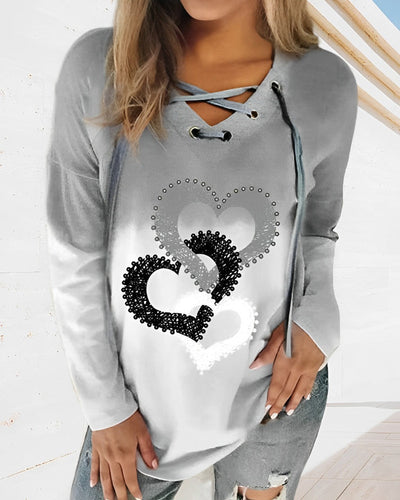 Giada - Pullover mit modischem Print und Kordelzug