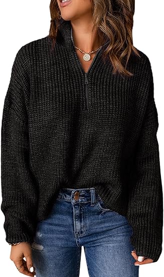 MARIE | Damen Pullover mit Halbreißverschluss