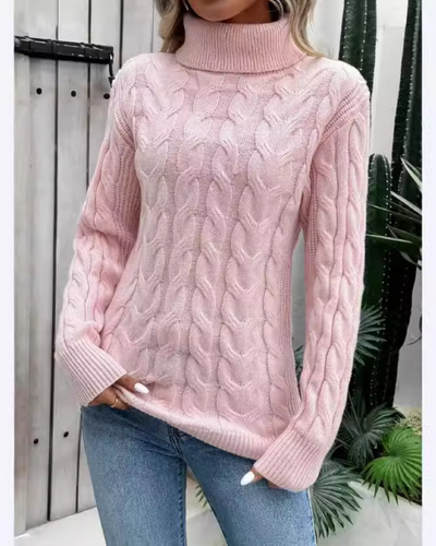 Nella - Kabelgestrickter Rollkragenpullover