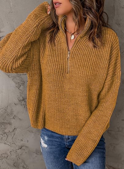 MARIE | Damen Pullover mit Halbreißverschluss