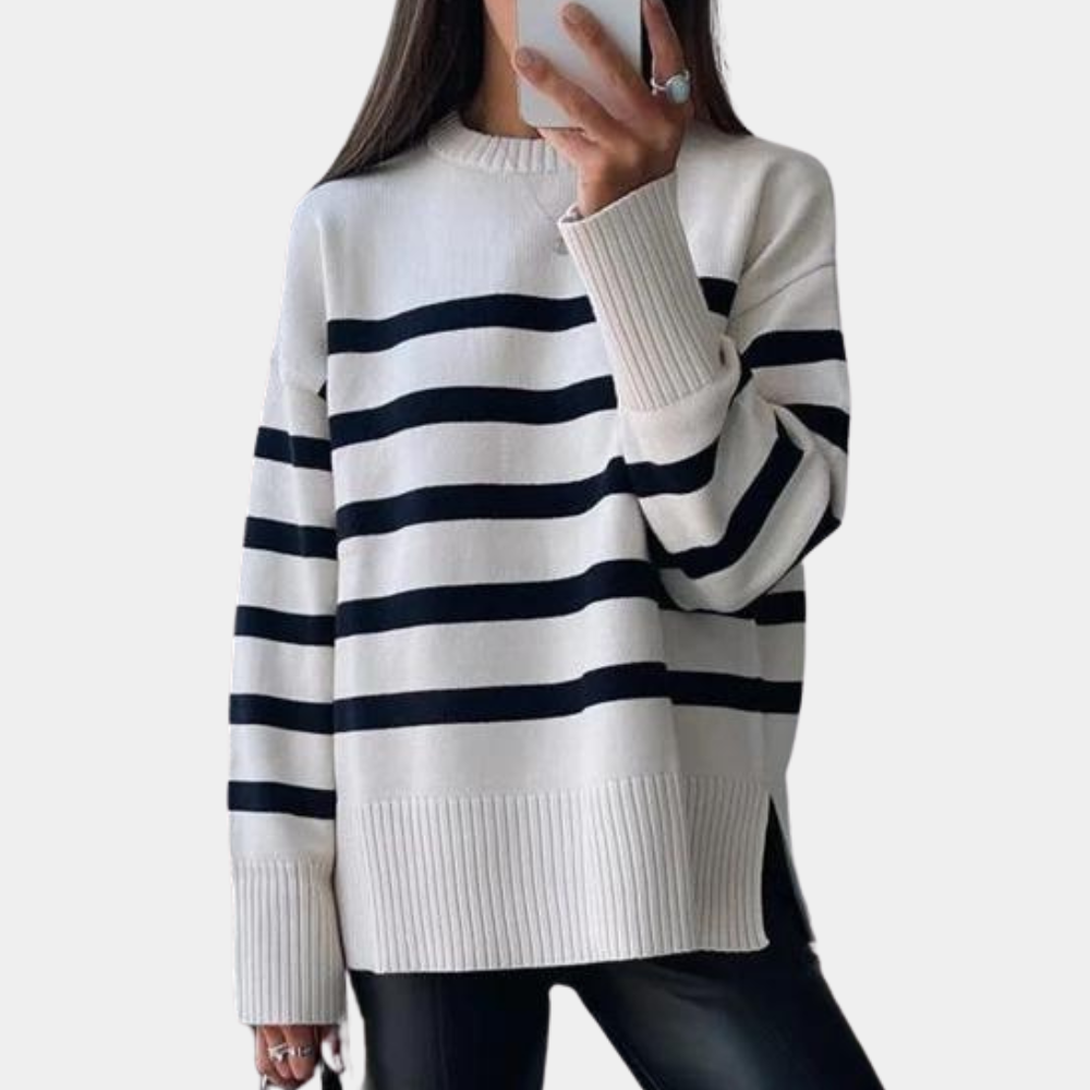 EVA | Gestreifter Plus-Size Pullover für Frauen