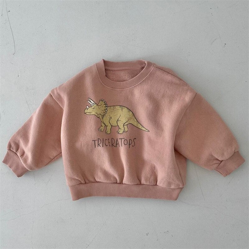 LOINE - Warmer Fleece-Kapuzenpullover mit Dinosauriermotiv für Kinder