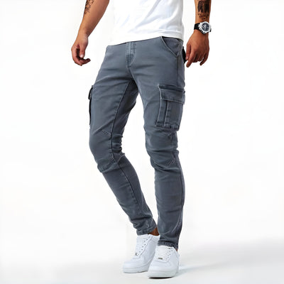 Leon | Elastische Denim Cargo-Hose