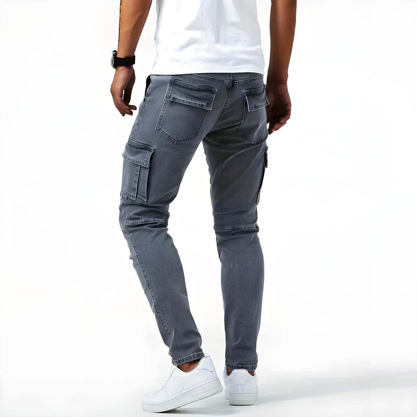 Leon | Elastische Denim Cargo-Hose