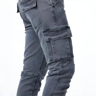 Leon | Elastische Denim Cargo-Hose