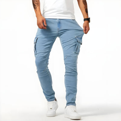 Leon | Elastische Denim Cargo-Hose