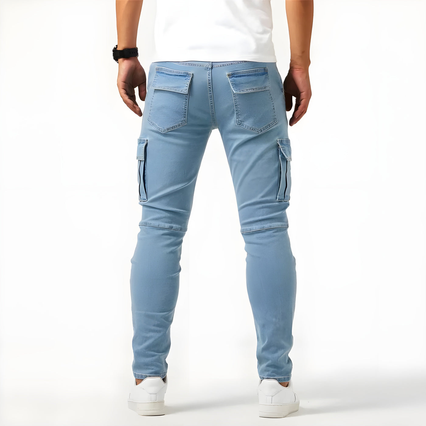 Leon | Elastische Denim Cargo-Hose