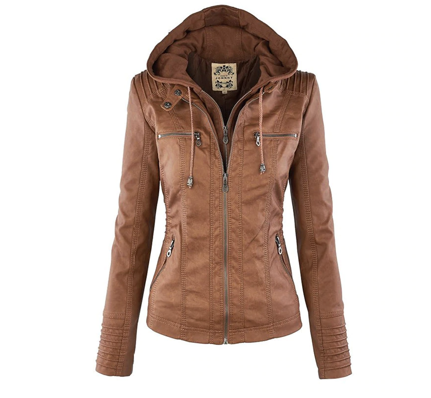 Mercedes - Damen Lederjacke Kapuze