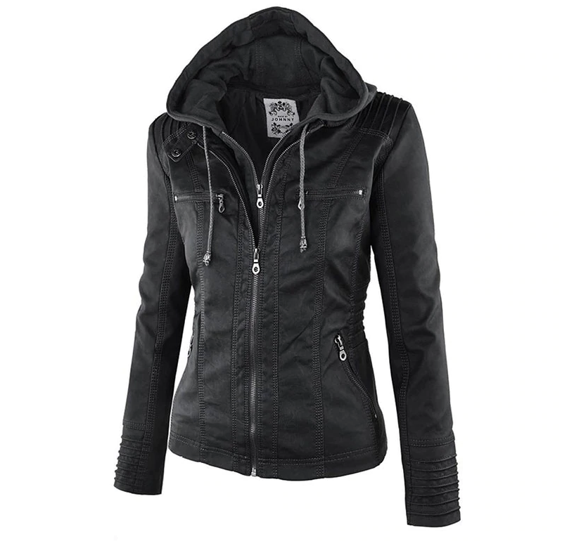 Mercedes - Damen Lederjacke Kapuze