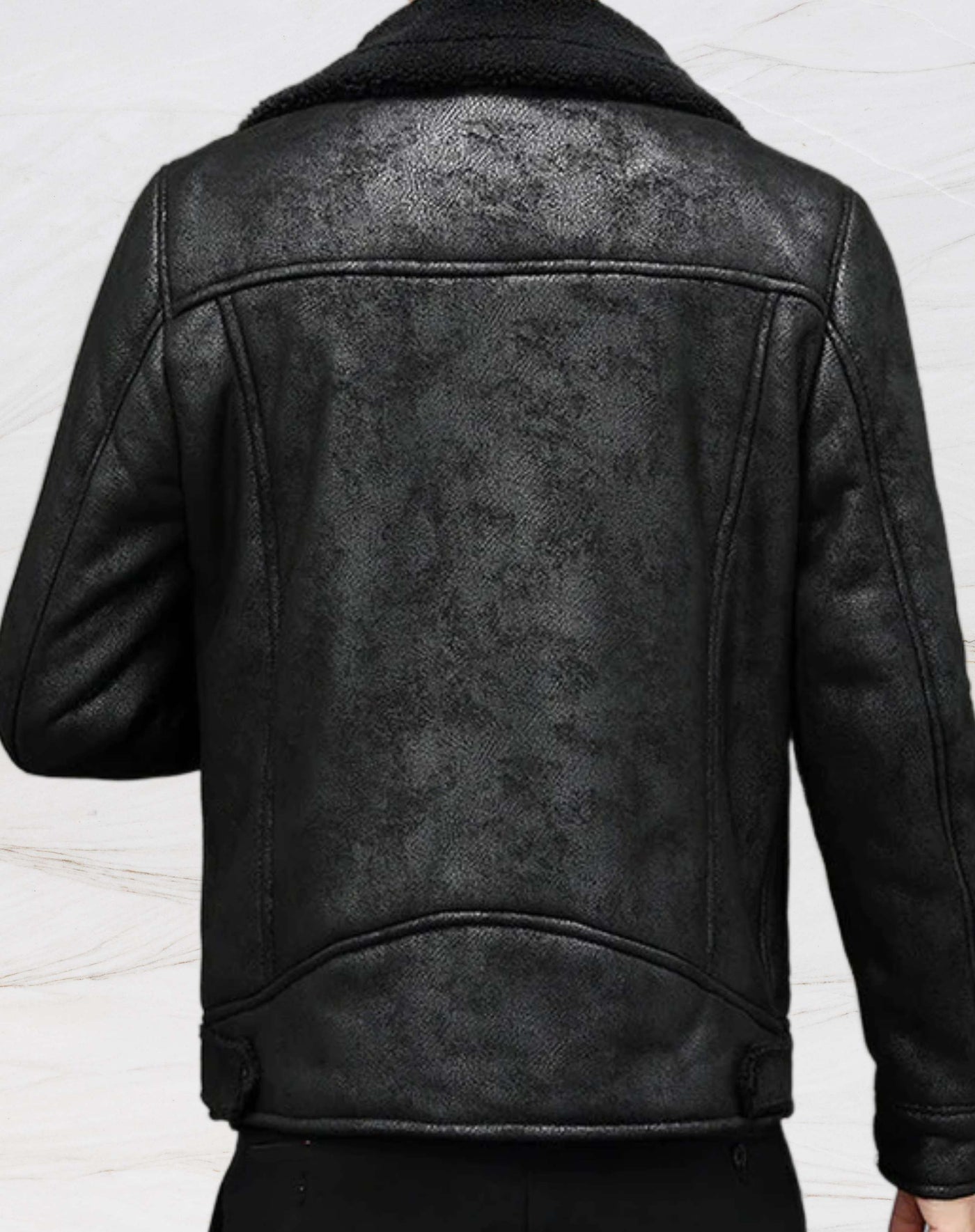 LEO| Elegante Jacke aus veganem Leder mit Kunstfell für Herren