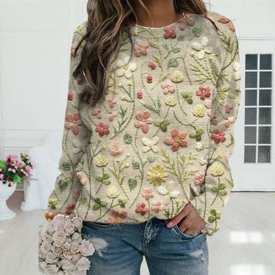 Milena - Lässiger Pullover mit Blumenstickerei