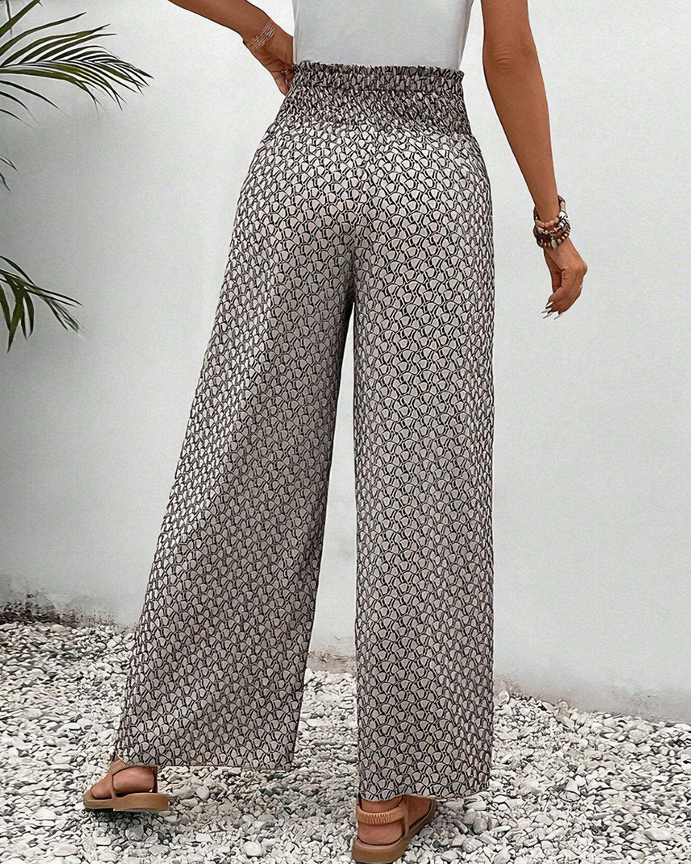 JOANNE | Stylische Hose mit Weitem Bein und Geometrischem Muster