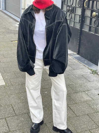 Faye -Oversized Lederjacke