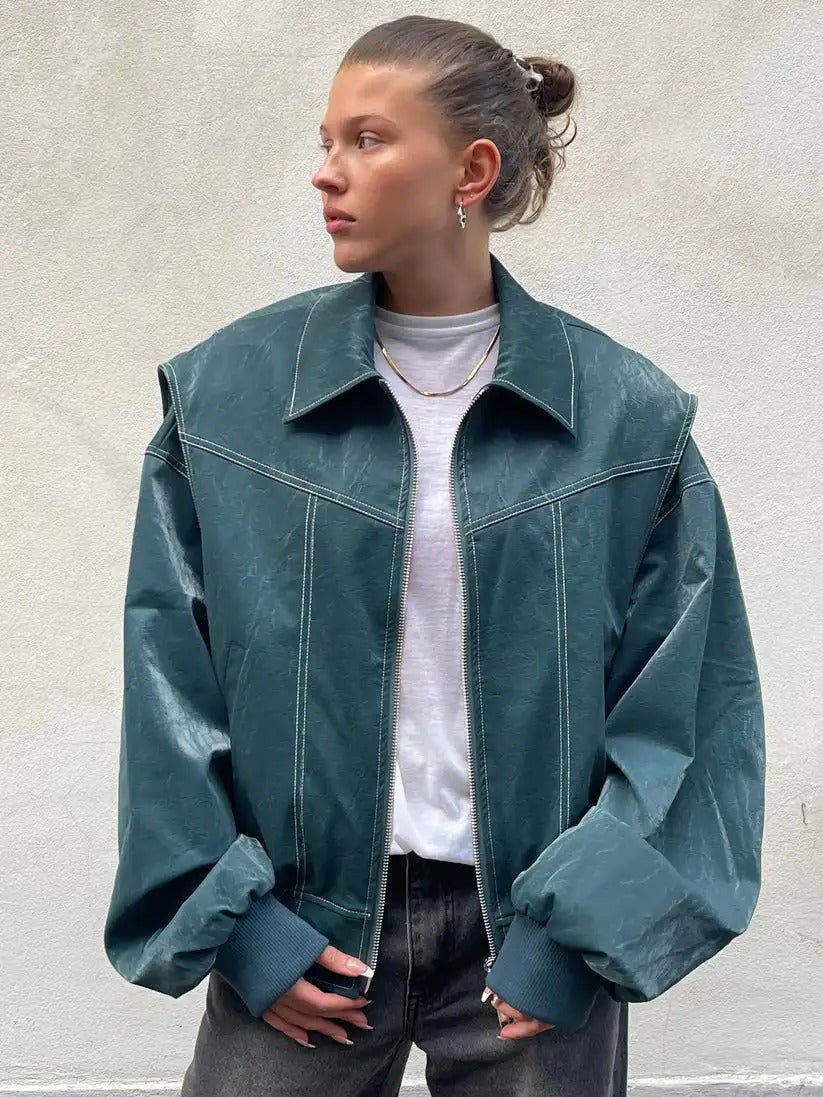 Faye -Oversized Lederjacke