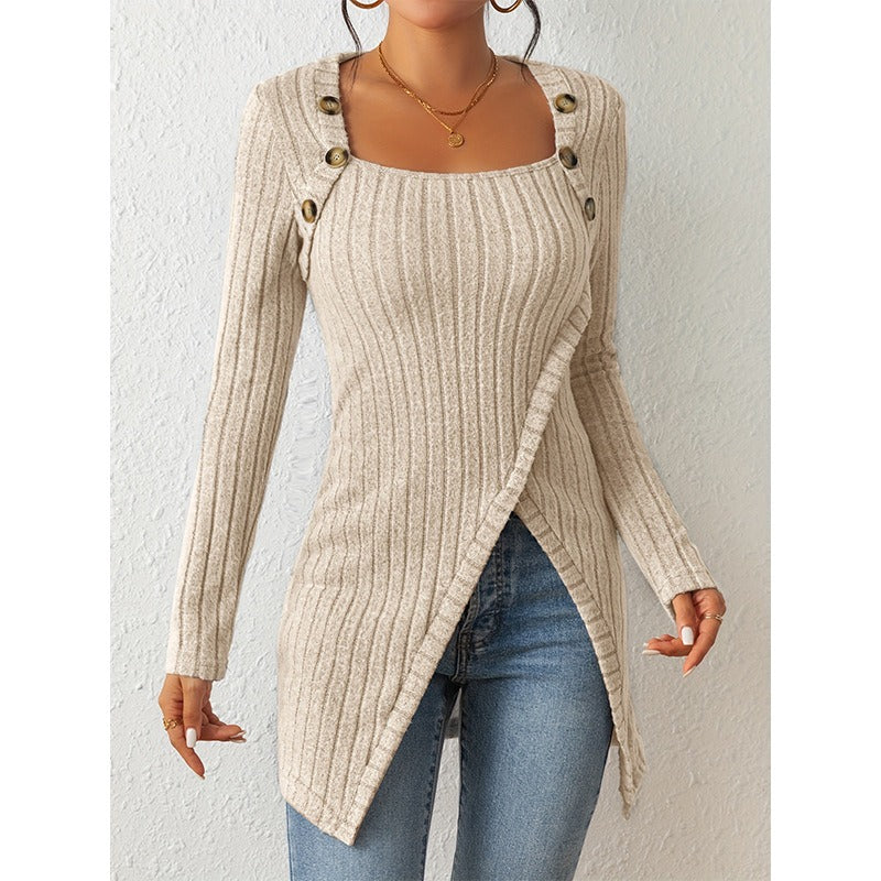 Mireia - Off-Shoulder Strickpullover mit Schlitz