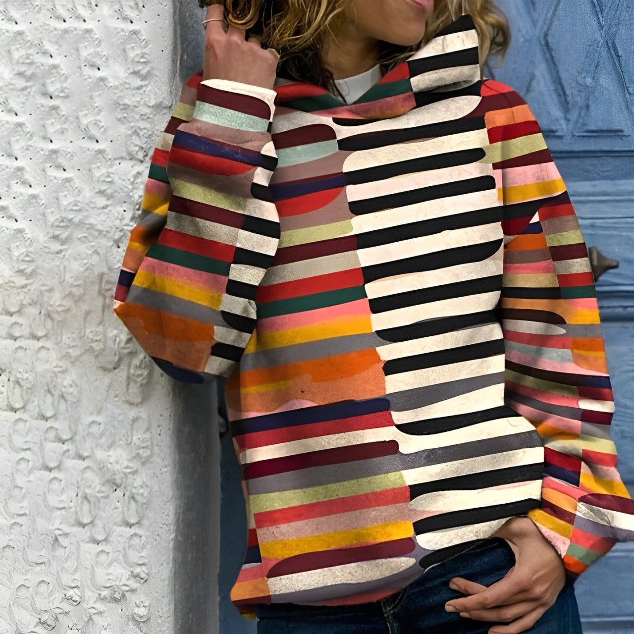 Reina - Bunt gemusterter Kapuzenpullover