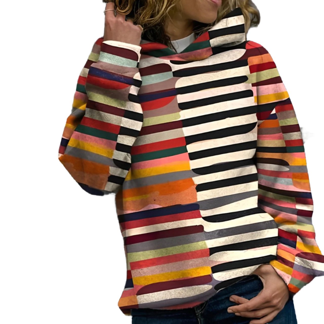 Reina - Bunt gemusterter Kapuzenpullover