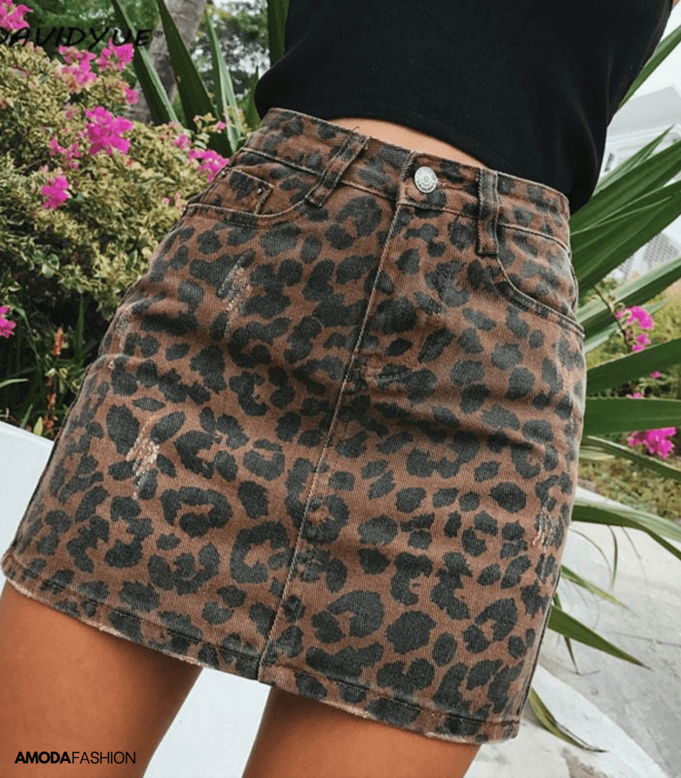 Sophie | Moderner Denim-Rock mit Animal-Print