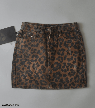 Sophie | Moderner Denim-Rock mit Animal-Print