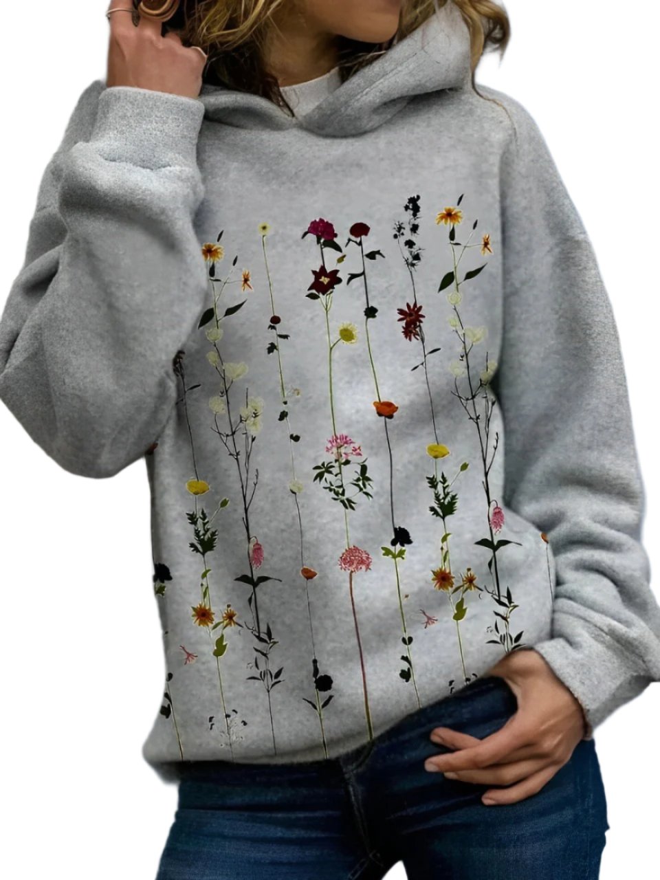 Pauline - Kapuzenpullover mit Blumendruck