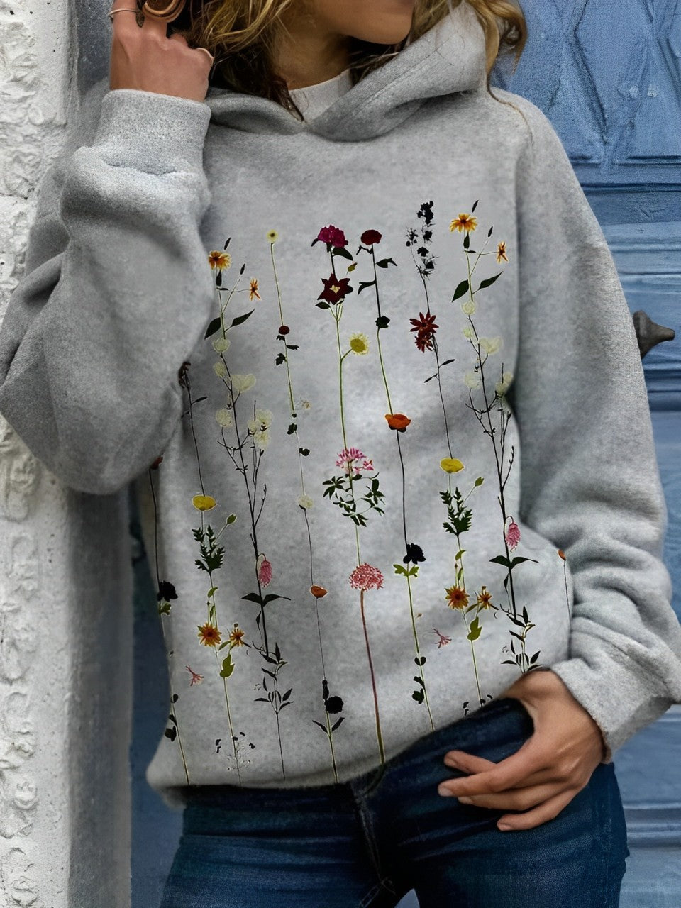 Pauline - Kapuzenpullover mit Blumendruck